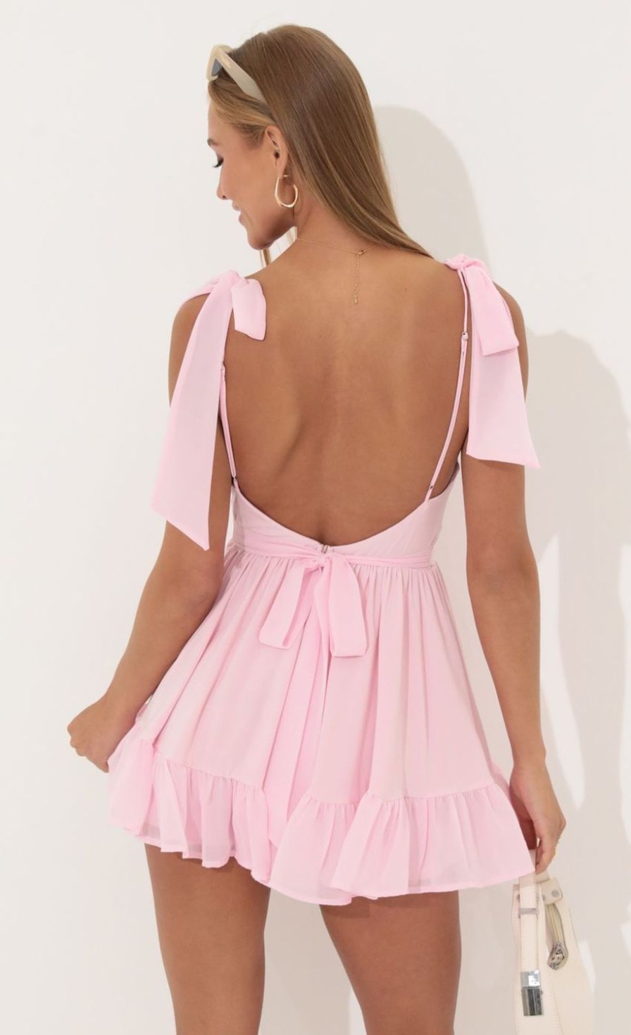 Clothing LUCY IN THE SKY | Azarliah Chiffon Ruffle Baby Doll Dress In Pink | Lucy In The Sky