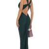 Clothing LUCY IN THE SKY | Cross Twist Open Back Dress In Green | Lucy In The Sky