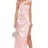 Clothing LUCY IN THE SKY | Cross One Shoulder Satin Dress In Pink | Lucy In The Sky