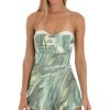 Clothing LUCY IN THE SKY | Sinead Strapless Romper In Green Swirl | Lucy In The Sky