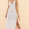 Clothing LUCY IN THE SKY | Liddy Velvet Sequin Maxi Dress In White | Lucy In The Sky