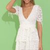 Clothing LUCY IN THE SKY | Christy Lace Ruffle Romper In White | Lucy In The Sky