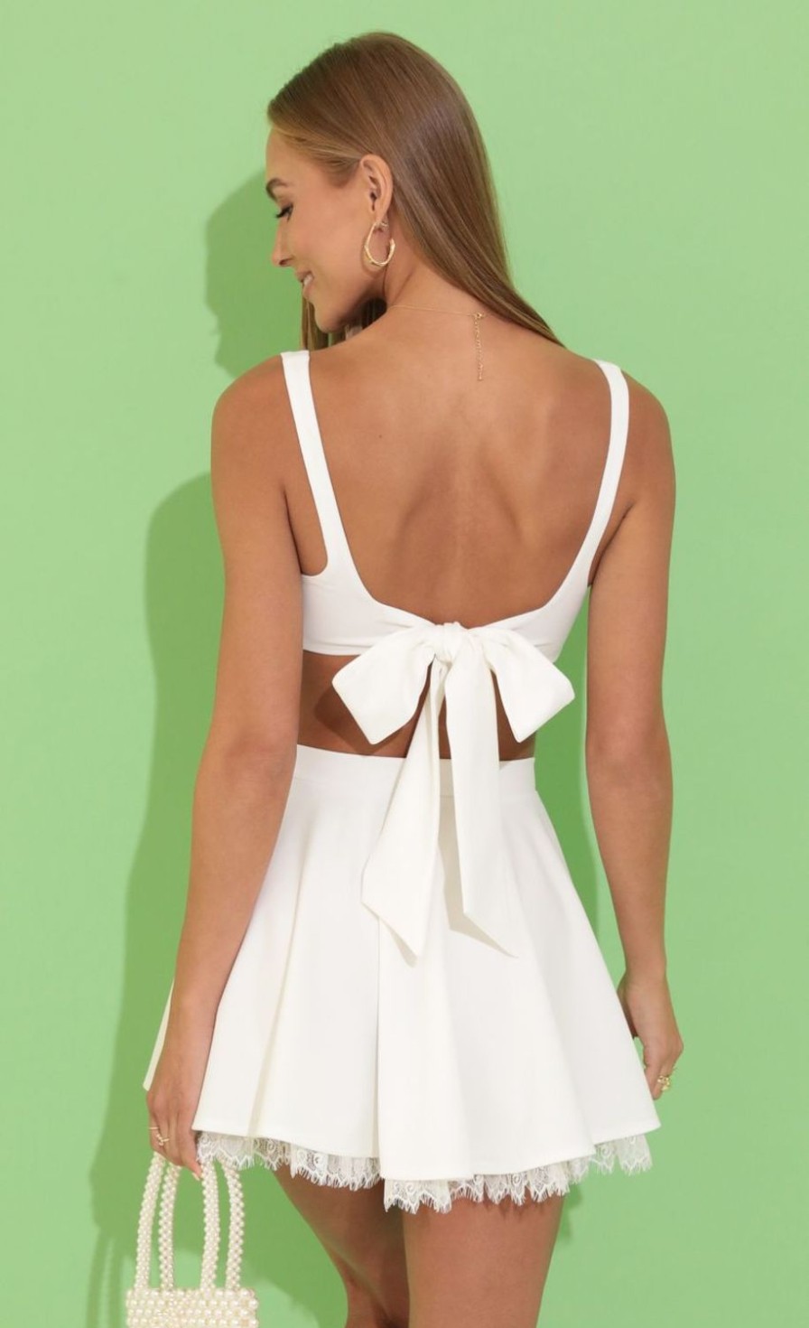 Clothing LUCY IN THE SKY | Syd Crepe Two Piece Set In White | Lucy In The Sky