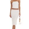 Clothing LUCY IN THE SKY | Aminah Mesh Ruched Two Piece Set In White | Lucy In The Sky