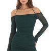 Clothing LUCY IN THE SKY | Off Shoulder Shimmer Bodycon Dress In Green | Lucy In The Sky